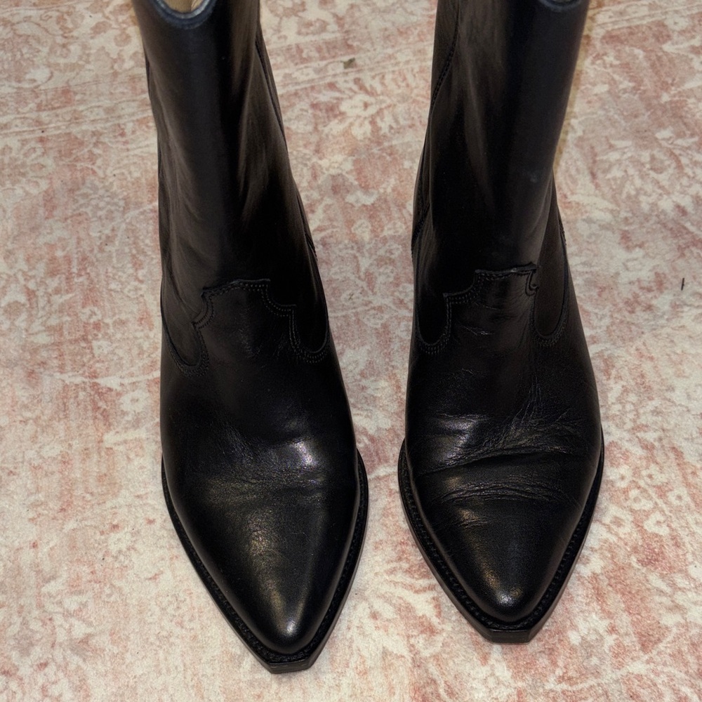 Isabel Marant Black Leather Duerto Cowboy Boots 37 - Picture 5 of 6